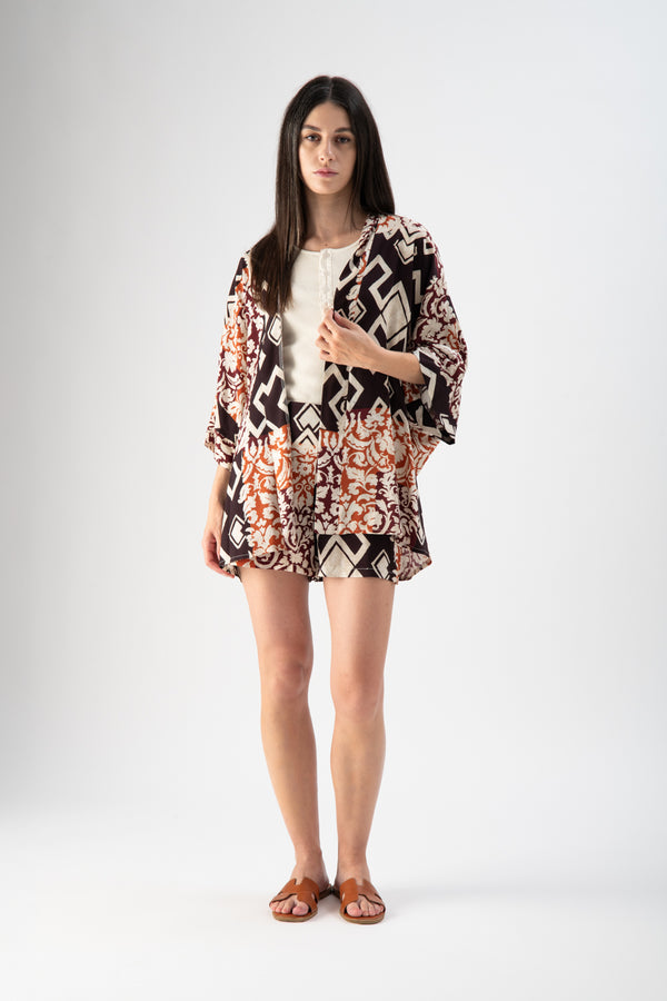 Kimono leggero in raso stampa floreale