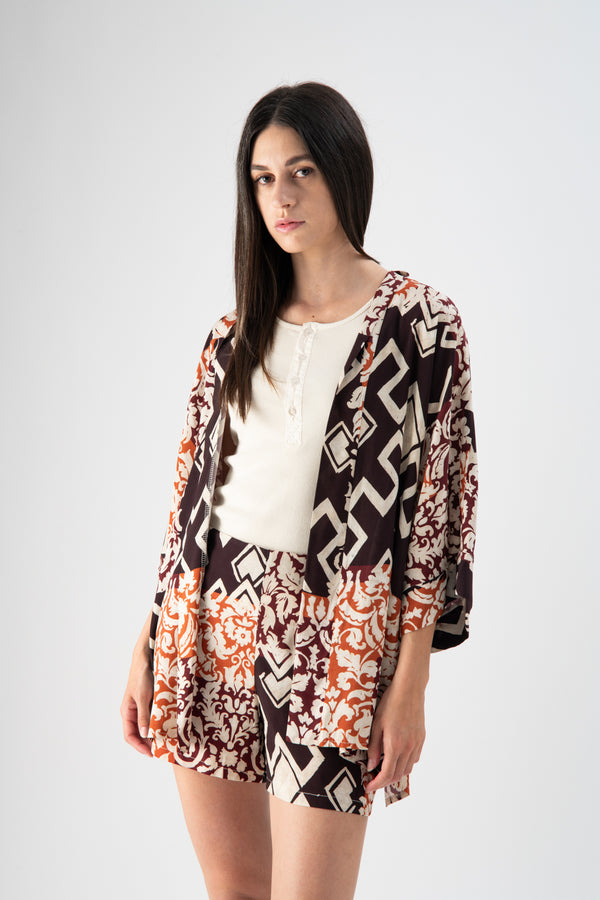 Kimono leggero in raso stampa floreale