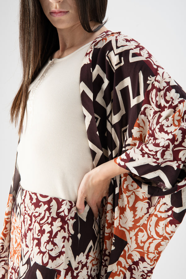 Kimono leggero in raso stampa floreale