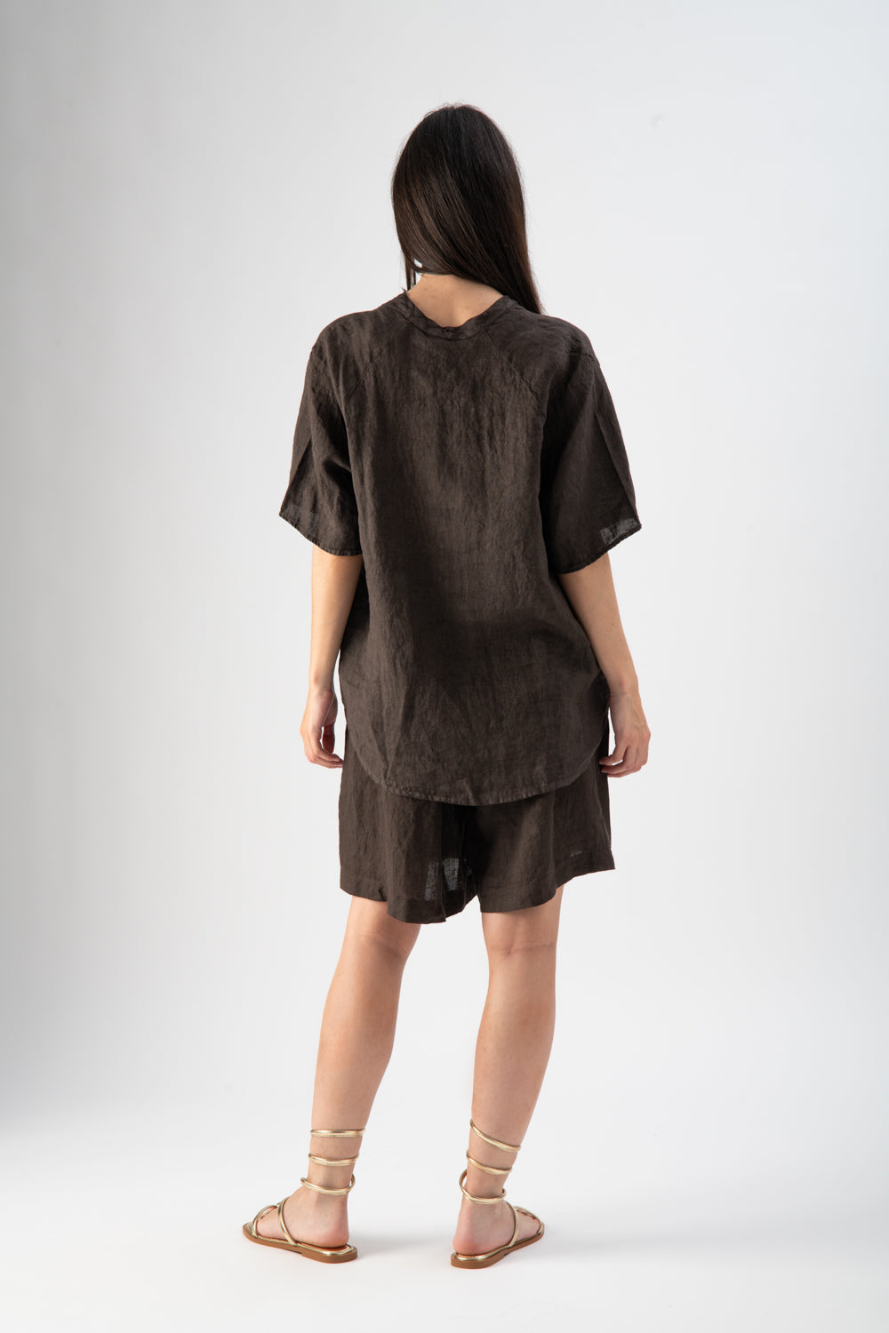 Shorts in lino con coulisse