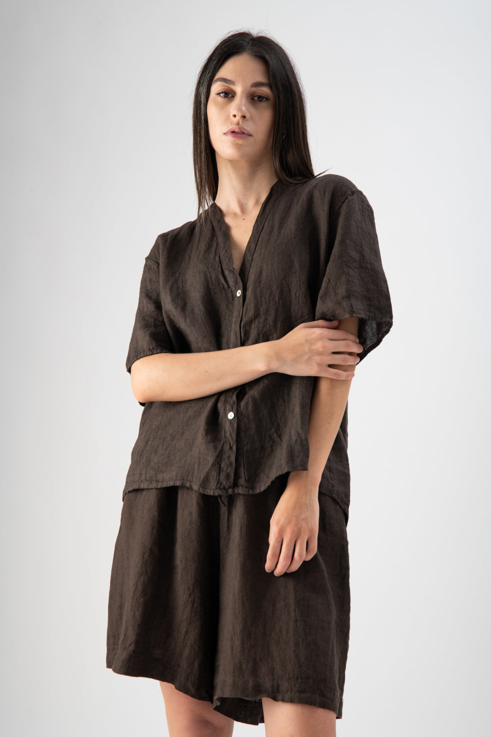 Camicia in lino a maniche corte