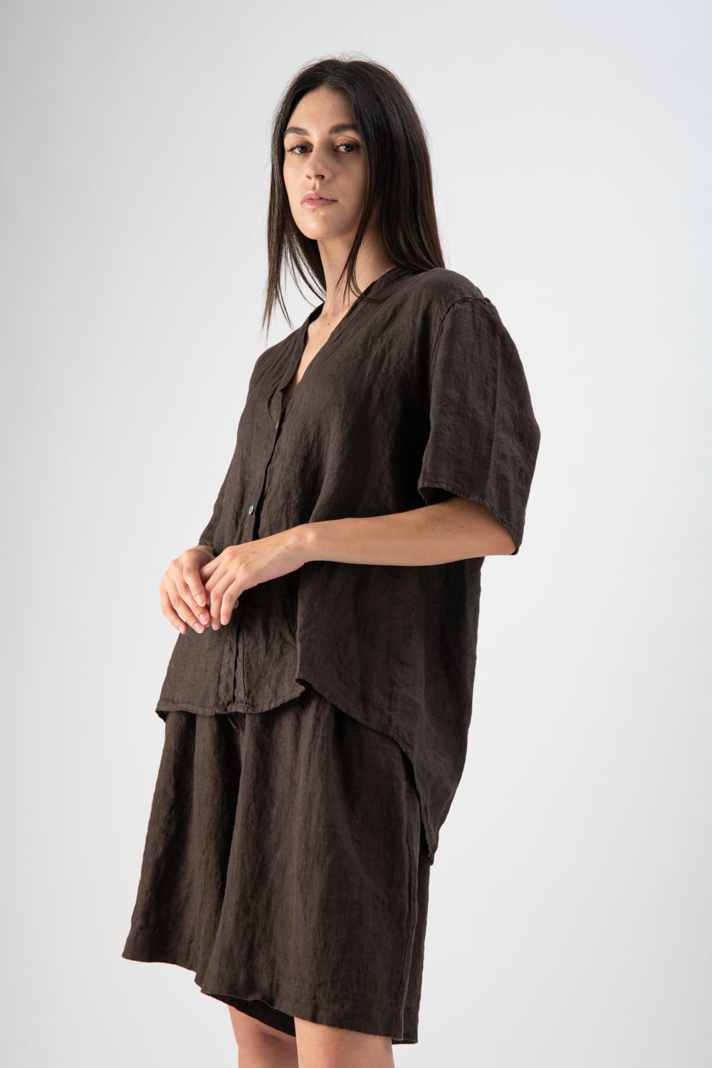 Camicia in lino a maniche corte