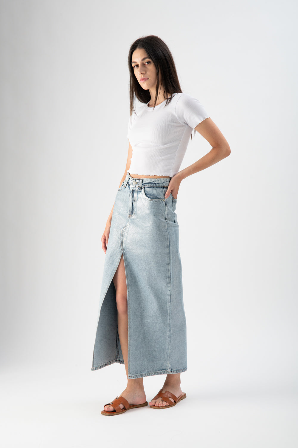 Gonna lunga in denim