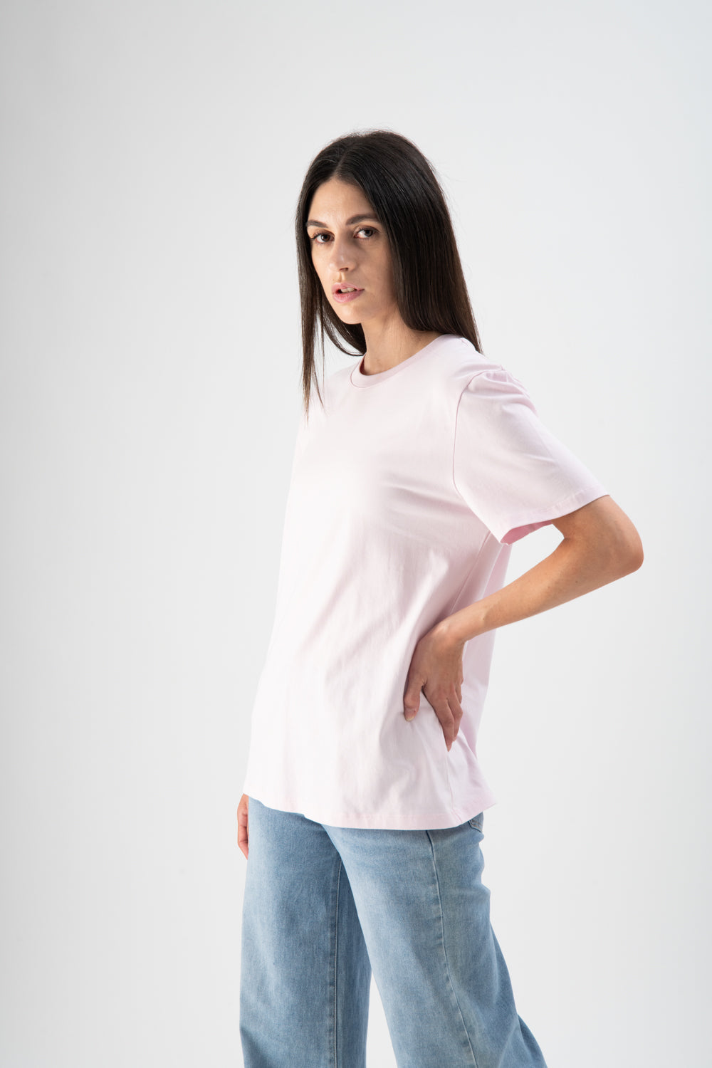 T-shirt basic in cotone rosa