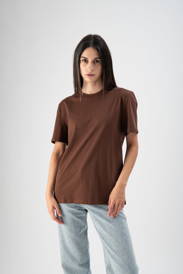 T-shirt basic in cotone marrone