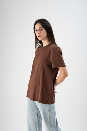 T-shirt basic in cotone marrone