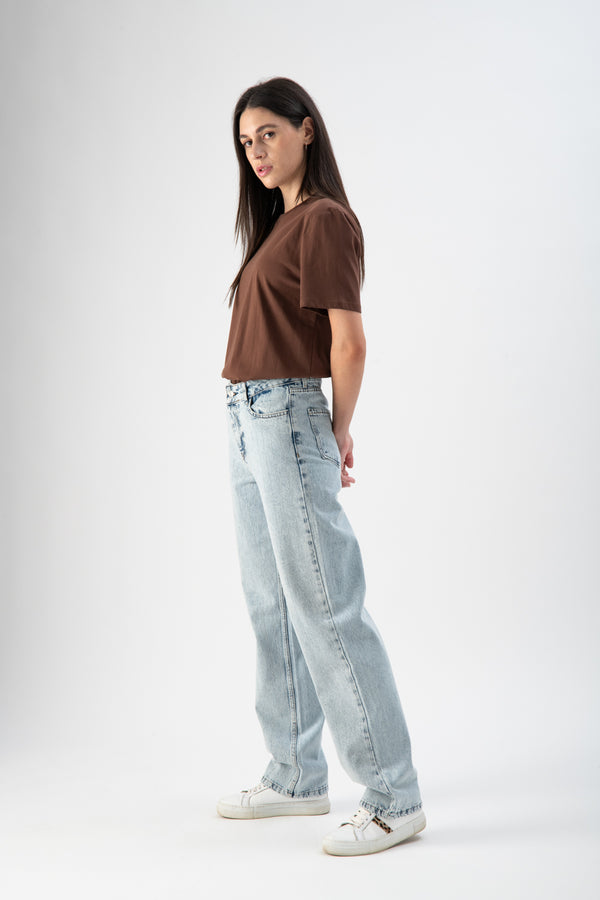 T-shirt basic in cotone marrone