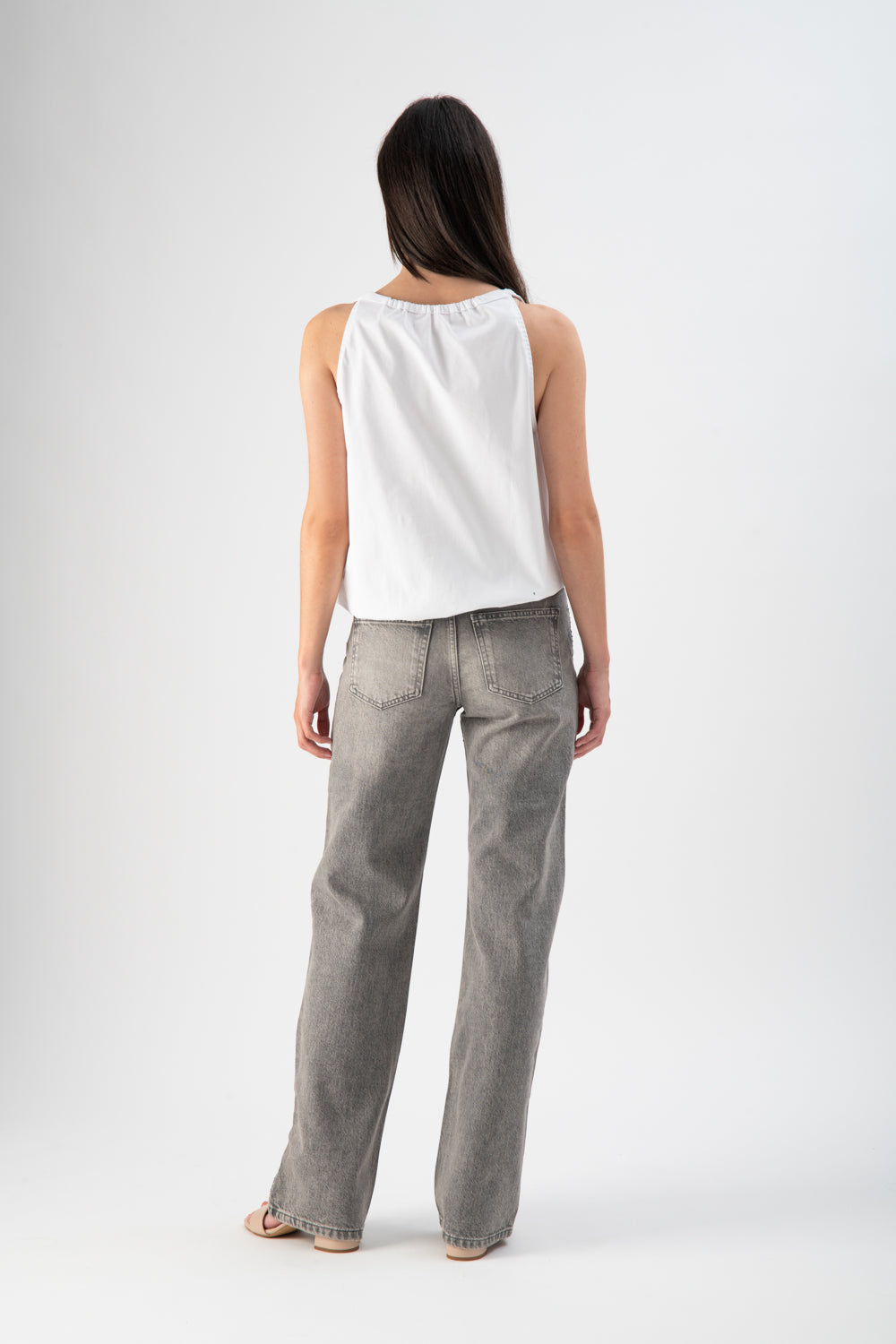 Jeans wide leg con strass