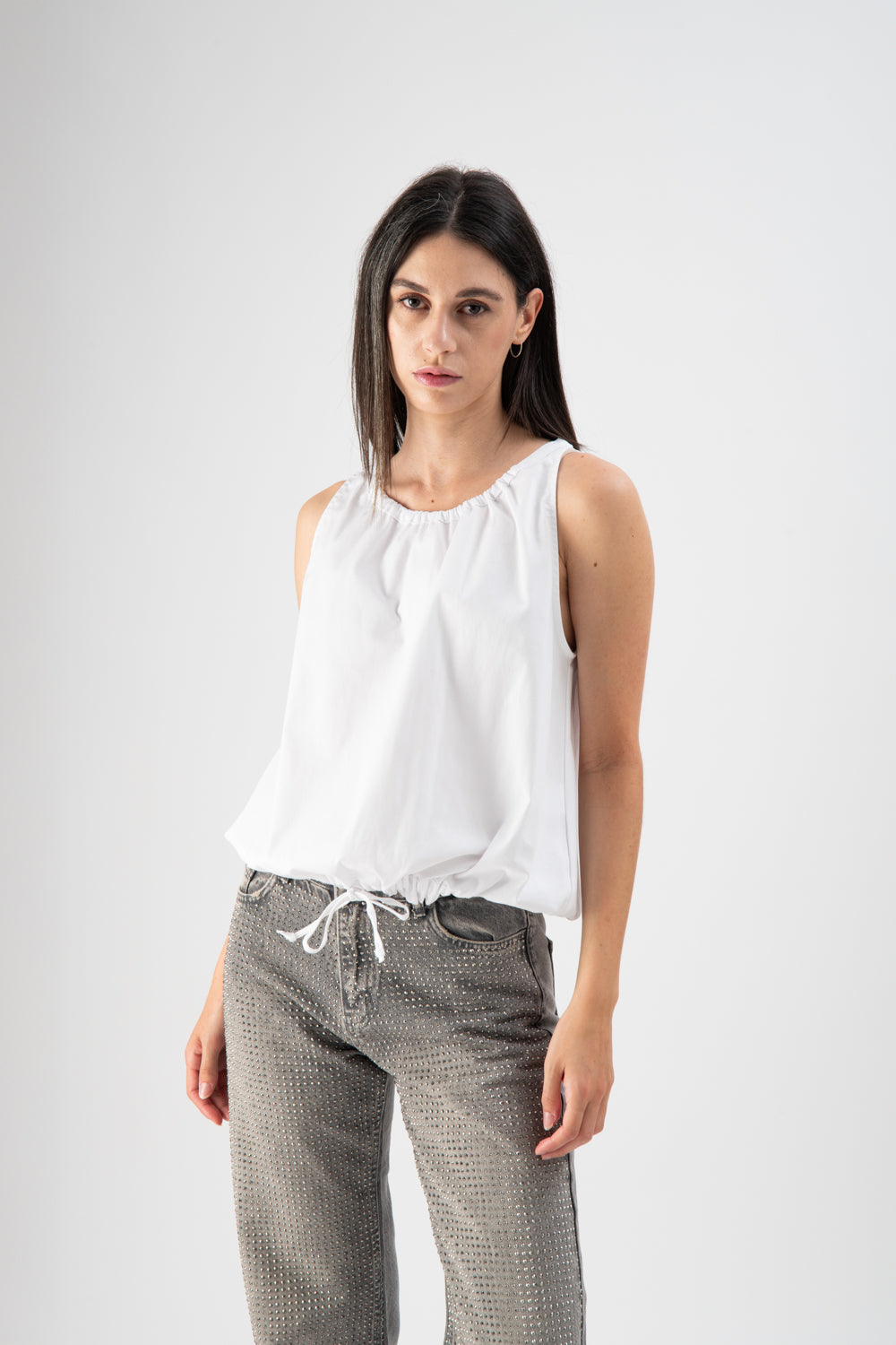 Top  in popeline bianco