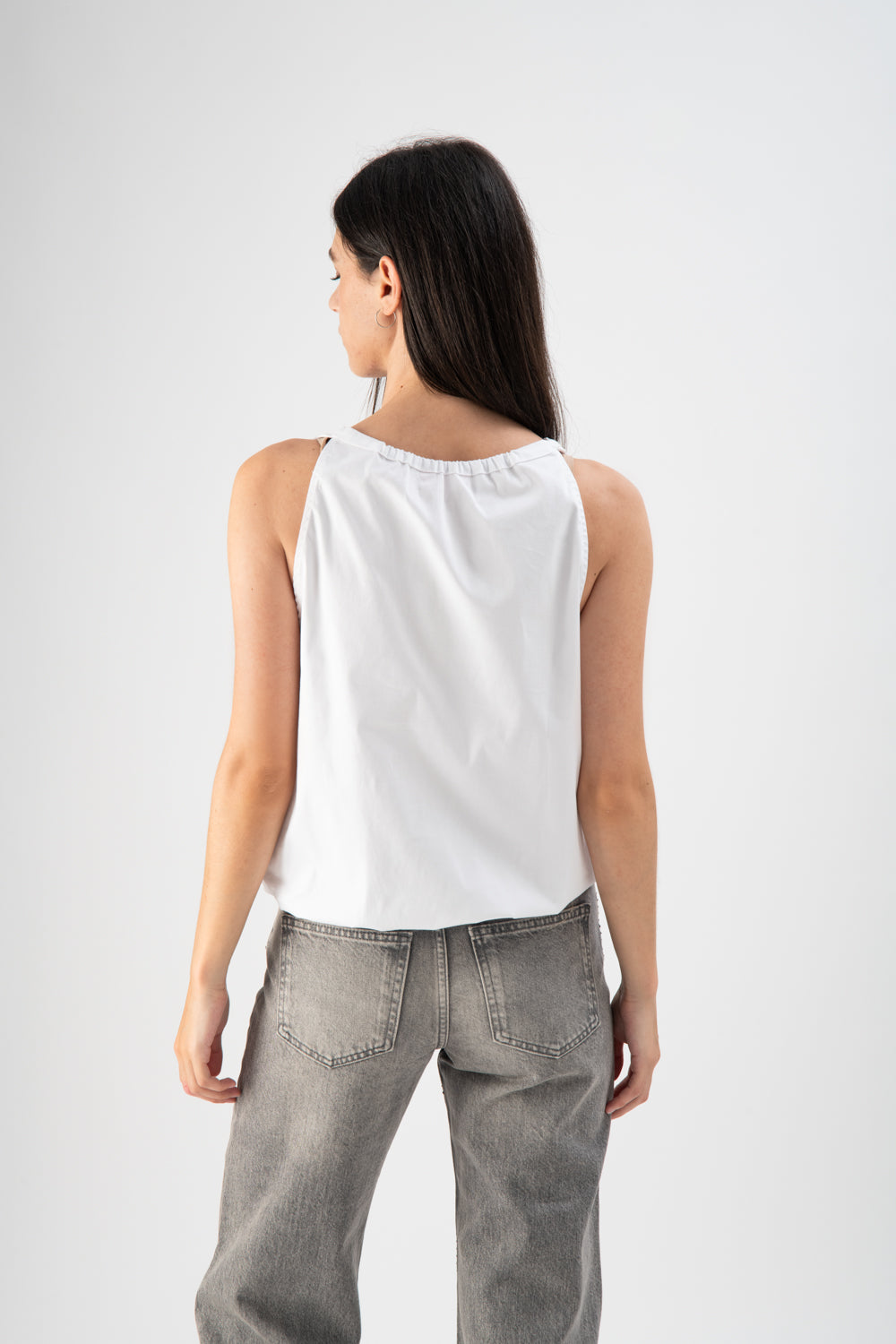 Top  in popeline bianco