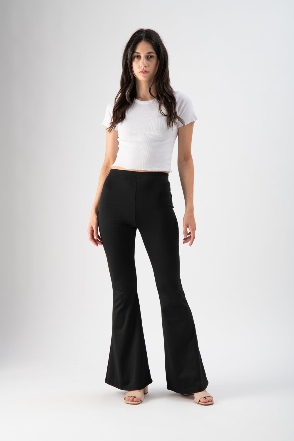 Pantalone flare a vita alta