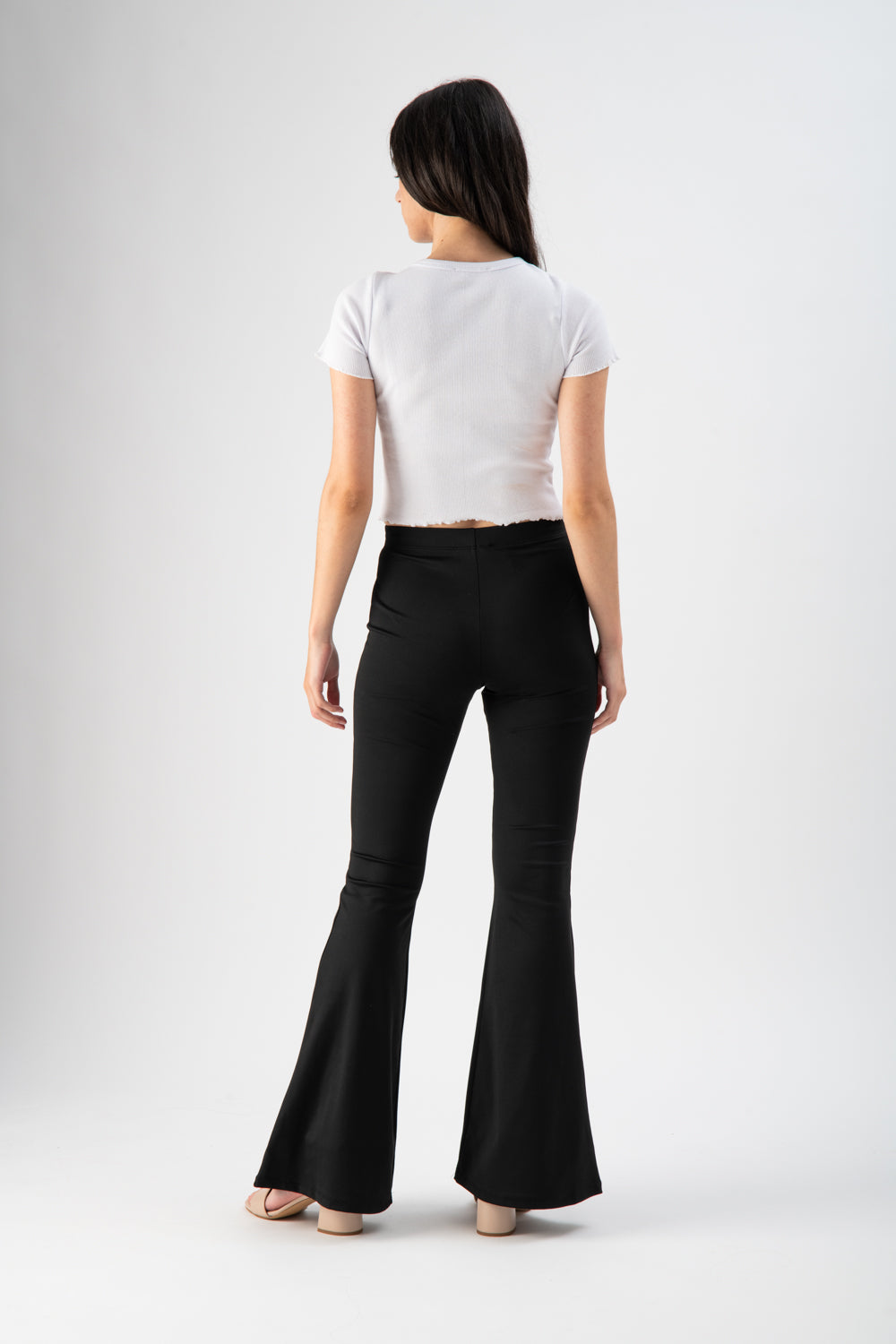 Pantalone flare a vita alta